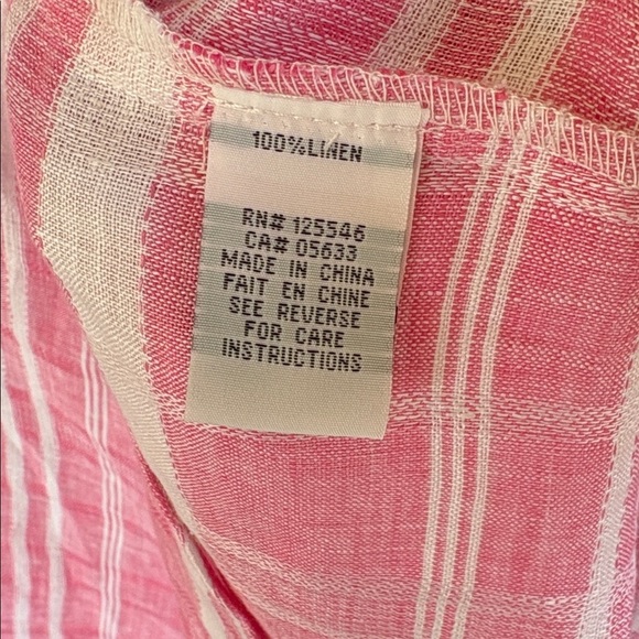 NWOT Habitat Linen Asymmetric Hem Top Red White Size XL - Picture 7 of 9